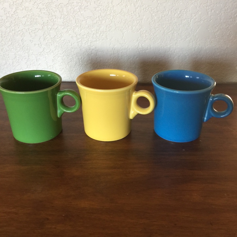 3 Homer Laughlin Fiesta Ring Handled Coffee Mugs 8 Oz